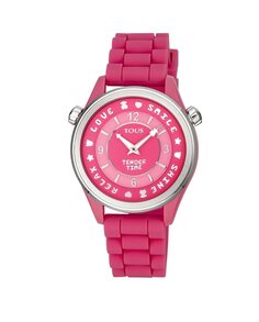 Женские часы Tender Time из стали с розовым силиконовым ремешком Tous, оранжевый