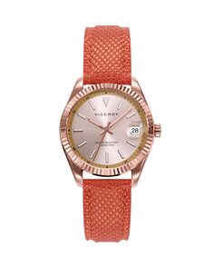Шикарные женские часы со стальным корпусом розового цвета и оранжевым нейлоновым ремешком Viceroy, оранжевый