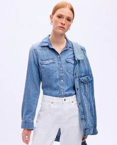 Женская джинсовая рубашка в техасском стиле Gap, синий
