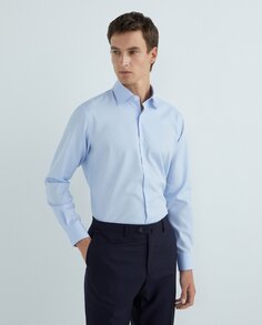 Мужская классическая рубашка стандартного кроя, 100% хлопок добби NON IRON, классический воротник, смешанные манжеты Rushmore, светло-синий