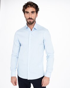 Классическая мужская однотонная рубашка из хлопка Calvin Klein, синий