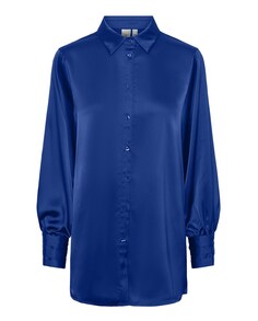 Женская атласная рубашка с длинным рукавом Yas, темно-синий Y.A.S