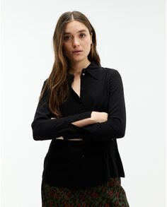 Женская рубашка с разрезом на рукаве System Action, черный