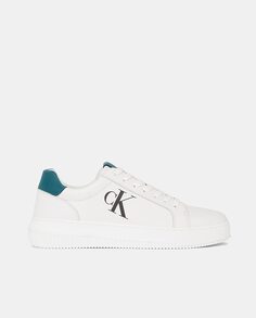 Мужские кожаные кроссовки с логотипом сбоку Calvin Klein Jeans, белый