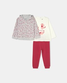 Комплект из трех предметов для девочки: толстовка, футболка и штаны El Corte Inglés, мультиколор
