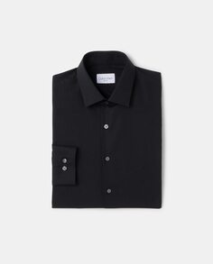 Мужская узкая рубашка из поплина черного цвета Calvin Klein, черный