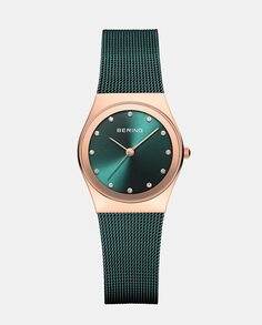Классические женские часы 12927-868 со стальной сеткой Bering, зеленый