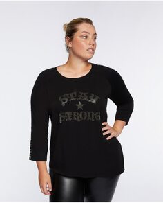 Женская футболка с заклепками и французскими рукавами Fiorella Rubino, черный