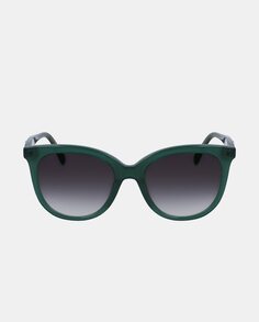 Зеленые женские солнцезащитные очки «кошачий глаз» с металлической деталью Longchamp, зеленый