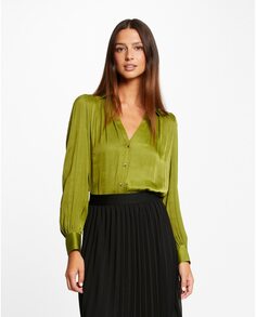 Женская атласная рубашка с длинным рукавом Morgan, зеленый