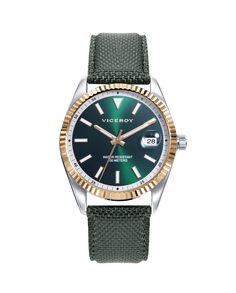 Шикарные мужские часы со стальным корпусом и зеленым нейлоновым ремешком Viceroy, зеленый
