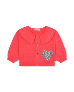 Куртка для девочки с жаккардовой аппликацией и застежкой на пуговицы Billieblush, коралловый