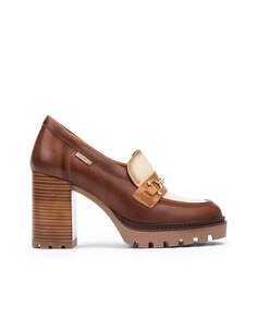 Женские кожаные туфли на квадратном каблуке коричневого цвета Pikolinos, коричневый