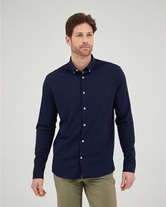 Однотонная мужская рубашка классического кроя темно-синего цвета Sepiia, темно-синий