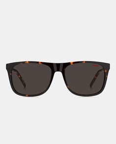 Прямоугольные мужские солнцезащитные очки из ацетата гаваны Hugo, коричневый