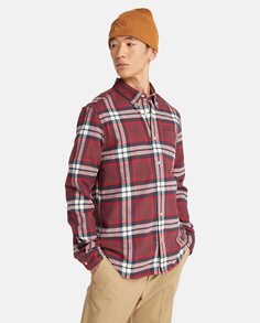 Мужская фланелевая рубашка в клетку красного цвета Timberland, красный