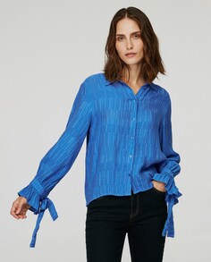 Женская рубашка с длинным рукавом и бантом Object, синий