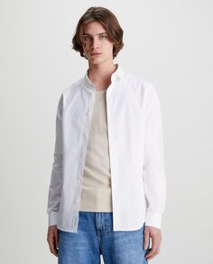 Белая однотонная мужская рубашка обычного размера Calvin Klein Jeans, белый