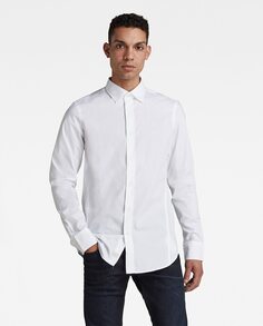 Белая мужская классическая рубашка приталенного кроя G-Star Raw, белый