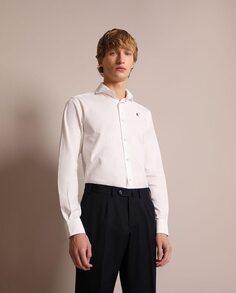 Однотонная классическая мужская рубашка белого цвета Scalpers, белый