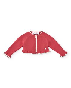 Короткая куртка для девочки с контрастной отделкой Pili Carrera, коралловый