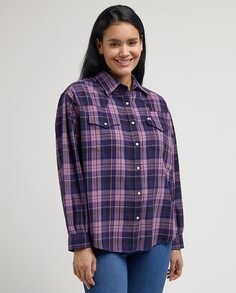 Женская рубашка с длинным рукавом и клетчатым принтом Lee, фиолетовый