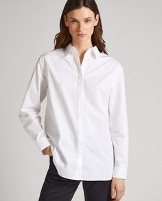 Женская рубашка из хлопкового поплина свободного кроя Pepe Jeans, белый