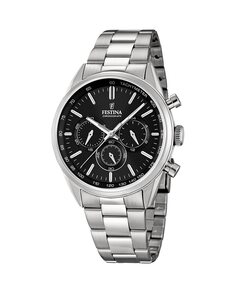 F16820/4 Мужские часы с хронографом Timeless из стали с черным циферблатом Festina, серебро