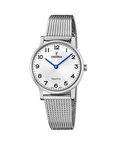 F20015/5 Женские часы из серебряной стали швейцарского производства Festina, серебро