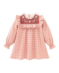 Платье для девочки с рюшами и вышивкой розового цвета Dadati, розовый