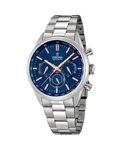 F16820/A Timeless Мужские часы с хронографом из стали с синим циферблатом Festina, серебро