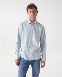 Однотонная мужская рубашка синего цвета Salsa Jeans, синий