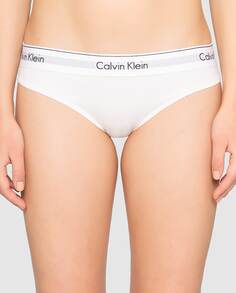 Женские хлопковые трусики Calvin Klein с однотонным вырезом бикини Calvin Klein, белый