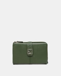 Кожаный кошелек среднего зеленого цвета с металлическим логотипом Abbacino, зеленый