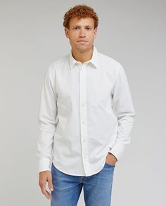 Однотонная классическая мужская рубашка белого цвета Lee, белый