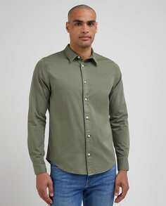 Классическая мужская рубашка однотонного зеленого цвета Lee, зеленый