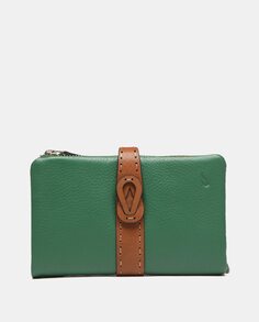 Кожаный кошелек среднего зеленого цвета с контрастной деталью Abbacino, зеленый