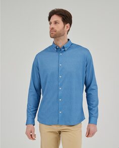 Мужская рубашка классического кроя с микропринтом синего цвета Sepiia, синий