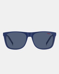 Прямоугольные мужские солнцезащитные очки из ацетата синего цвета Hugo, синий