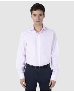 Розовая мужская рубашка из хлопка обычного цвета с микропринтом Olimpo, розовый