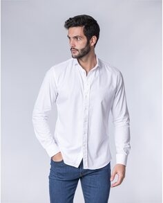 Однотонная мужская рубашка из габардина белого цвета Spagnolo, белый
