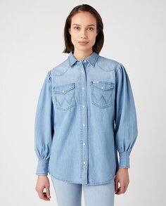 Женская джинсовая рубашка с объемными рукавами Wrangler, серый