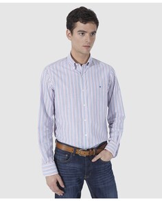 Мужская хлопковая рубашка обычного цвета в разноцветную полоску Olimpo, мультиколор