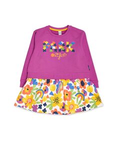 Комбинированное платье с длинными рукавами для девочки Tuc tuc, фиолетовый