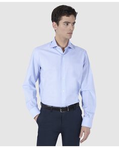 Однотонная мужская хлопковая рубашка обычного синего цвета Olimpo, синий