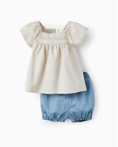 Комплект из блузки с короткими рукавами и шорт для девочки на девочку Zippy, белый