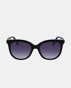 Черные женские солнцезащитные очки «кошачий глаз» с металлическим логотипом Longchamp, черный