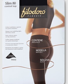 Женские непрозрачные трусики Filodoro плотностью 80 ден с утягивающим поясом Filodoro, черный