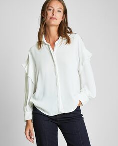 Женская рубашка с длинными рукавами и рюшами Trucco, белый