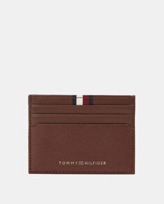 Визитница из коричневой кожи с логотипом Tommy Hilfiger, коричневый